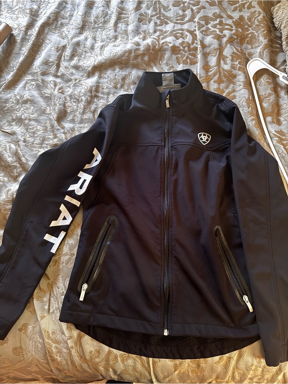 Ariat Black Performance Softshell Jacket with White Sleeve Logo for women’s